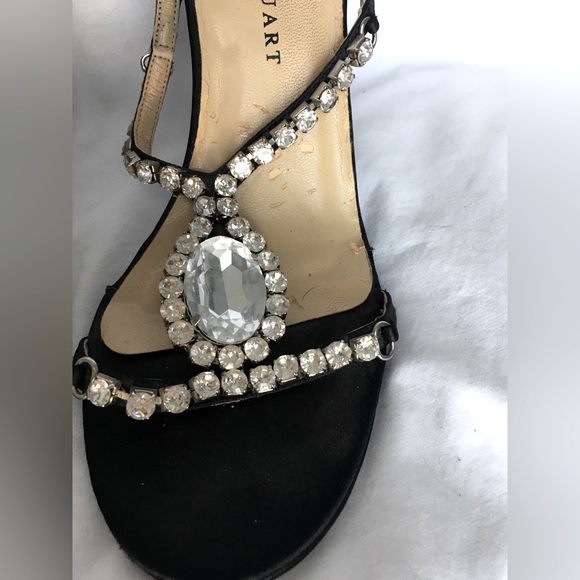 Gorgeous Vintage Colin Stuart black satin jeweled open toe heels - Picture 3 of 5